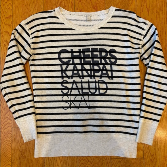 JCREW CHEERS SWEATSHIRT CREW STRIPED FRENCH TERRY - Picture 4 of 8